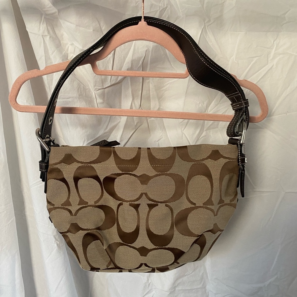 Coach Signature EW Duffle Canvas Shoulder Bag - Brown and Tan